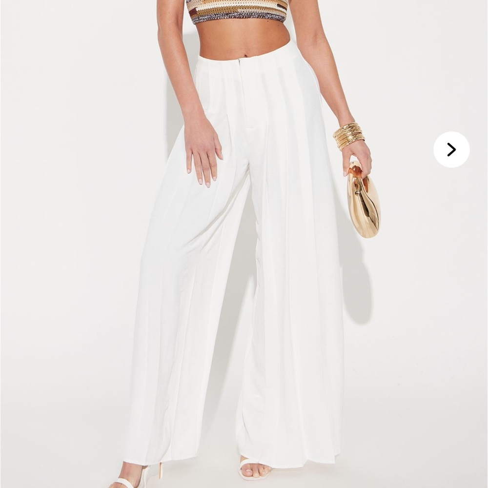 Fashion Nova Elegant White Wide-Leg Pants